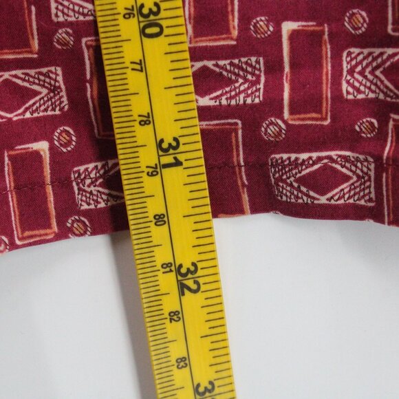 Vintage Burma Bibas Shirt Men Red Button Down Retro Pattern Collared Size XL 90s - Picture 10 of 10